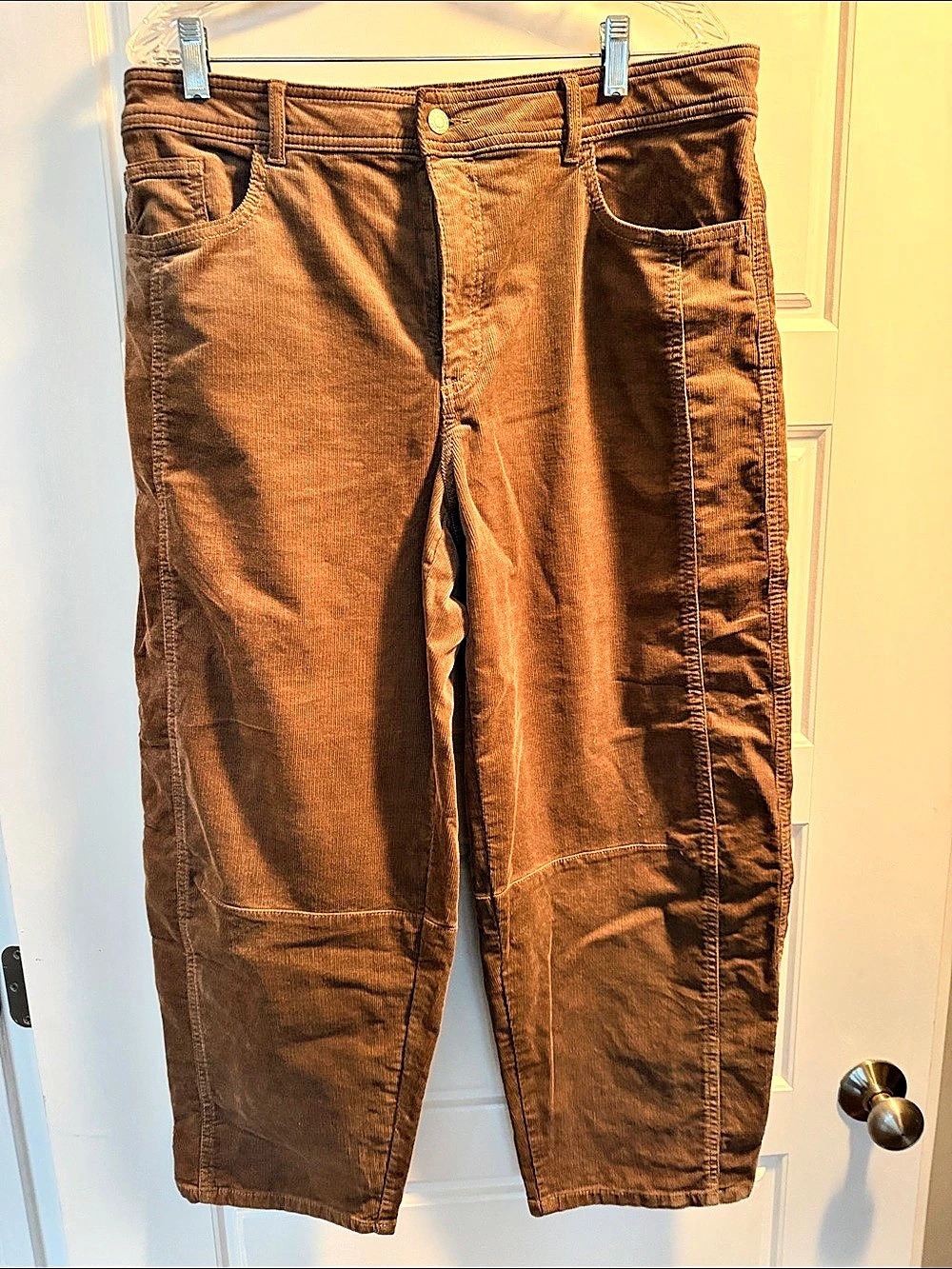 The Loft Barrel Wide Leg Corduroy Pants in Brown